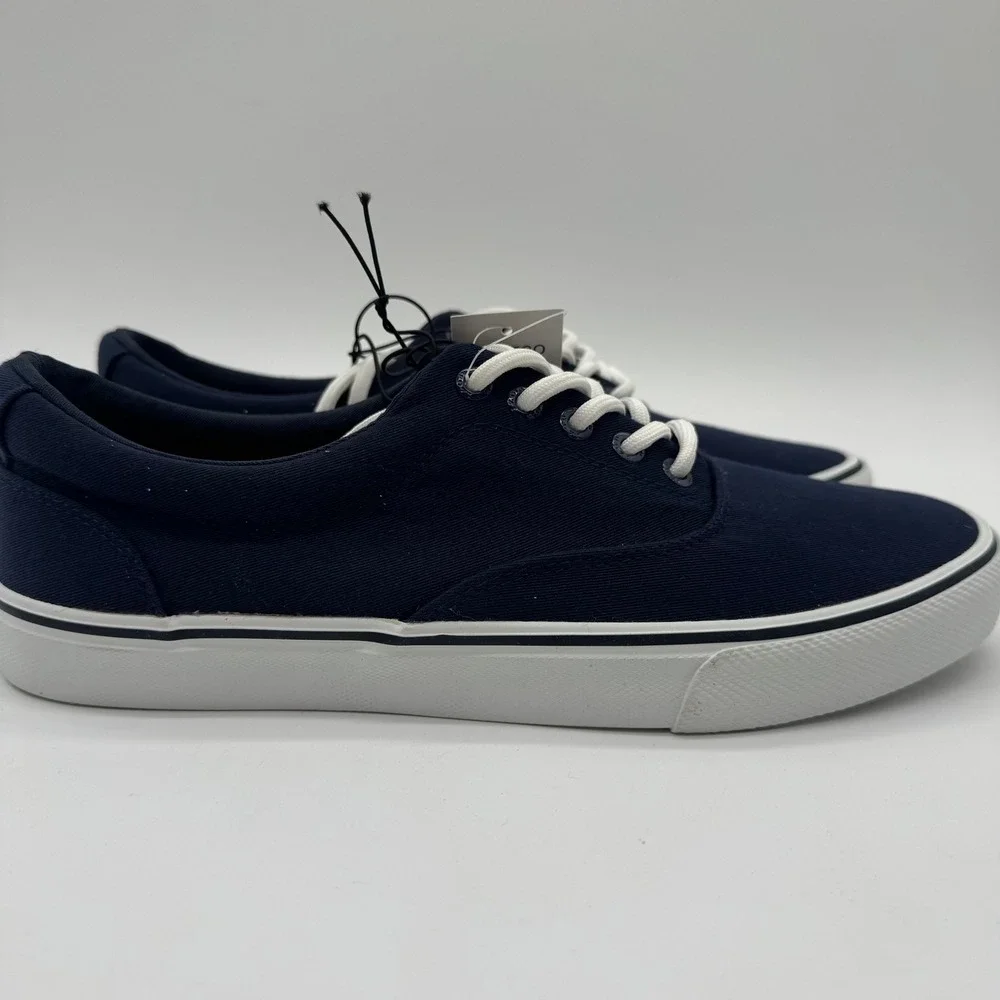 IZOD Rangley Men's 8.5 Navy Canvas Sneakers Memory Foam Lace Up Casual Shoes NIB